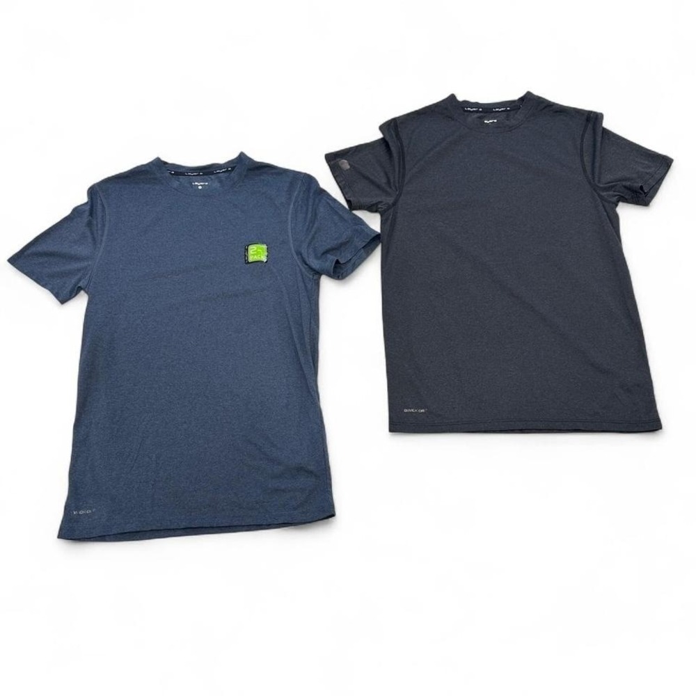 2 Pack Set Layer 8 Athletic Shirt Mens S Blue and Grey Performance Qwick Dry Tee